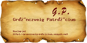 Grünczveig Patrícius névjegykártya